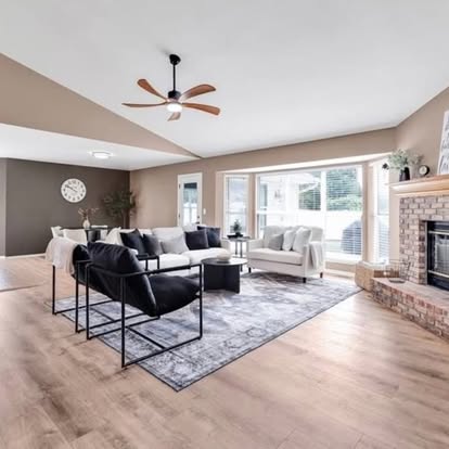 Staged open-concept modern living space in O'Fallon